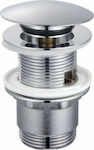 Viospiral Brass Valve Sink with Overflow and Output 65mm Silver