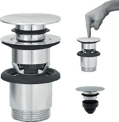 Viospiral Brass Valve Sink with Overflow and Output 63mm Silver