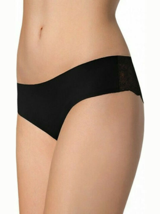 Julimex Damen Brasilien Nahtlos mit Spitze Schwarz