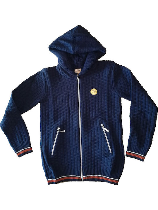 Kids Cardigan Knitted with Hood Blue Knitted Jacket