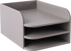 Osco Filing Tray Leather with 3 Shelf Gray 33.8x25x17cm