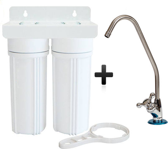 Eiger Water Filtration System Double Under Sink Micron 1/4'' with Faucet WF-US-2-1
