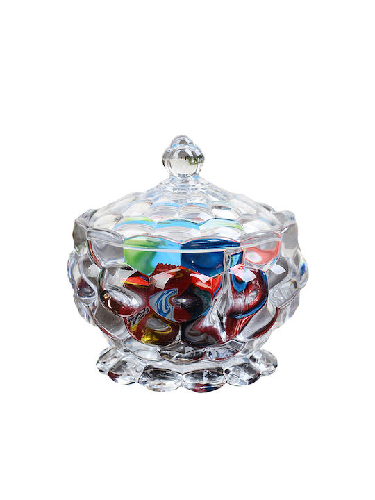 Homestyle Glass Sweet Jar Glass with Lid 8x8cm Διάφανη