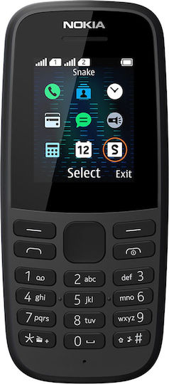 Nokia 105 (2019) Dual SIM Mobile with Buttons (English Menu) Black