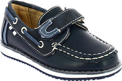 Demax Boys PU Leather Moccasins with Velcro Navy Blue