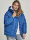 Kurz Damen Puffer Jacke für Winter Blau