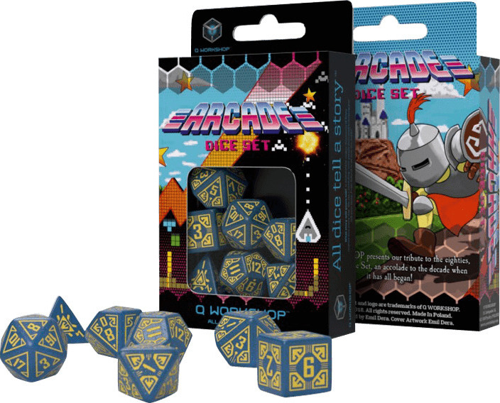 Q Arcade Dice Set Blue & Yellow 7τμχ Skroutz.gr