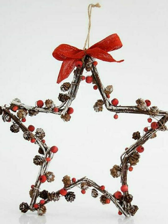 Eurolamp Wood Christmas Decorative Hanging Star 3x3x31cm 2pcs Brown