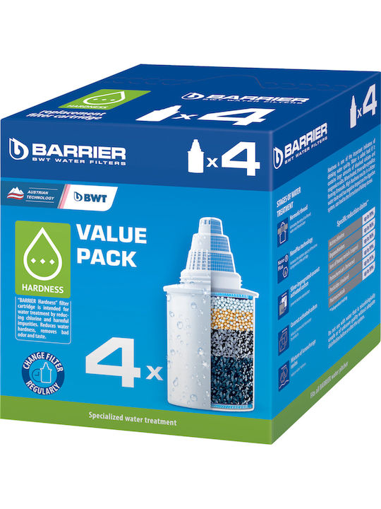 Barrier Water Filter Replacement for Pitcher made of Activated Carbon Hard 4pcs