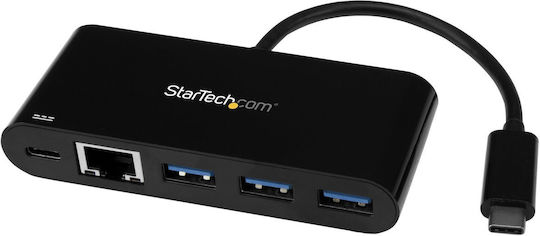 StarTech USB Хъб с 3 Порта USB 3.0 с USB-C и Ethernet Връзка