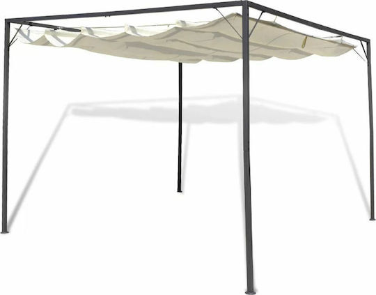 Garden Pergola with Ceiling Made of Metallic in White Color 300x300x225cm