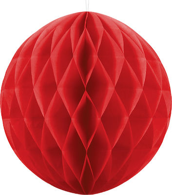 Paper Hanging Ball Honeycomb Red 1pc.