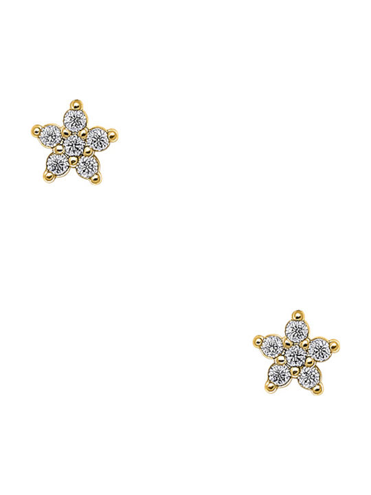 Silver earrings "White Star" gold plated