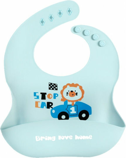 Hot Mom Car Waterproof Bib Silicone with Button & Pocket Blue for 6 m+ Hot Mom Car Waterproof Bib Silicone with Button & Pocket Blue for 6 m+