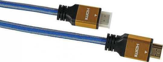 iBox HDMI 2.0 Premium High Speed 4K 60Hz HDR Braided Cable HDMI male - HDMI male 1.5m Μπλε