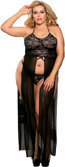 Subblime Set Sexy De Lenjerie Cu Dantelă Negru Mărimi Mari