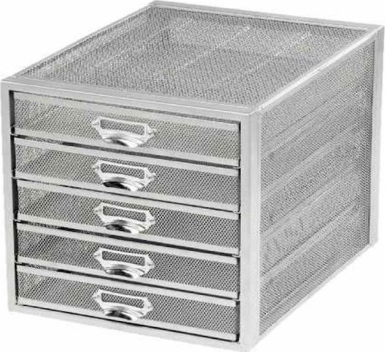 Osco Μεταλλικό Συρταράκι Γραφείου 5 Θέσεων 27.5x35.5x28.3cm Ασημί