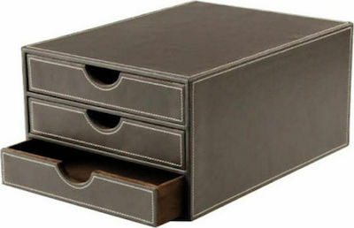 Osco Leather Desktop Drawer 3 Number of Spit 25x34x18cm Brown 103902400