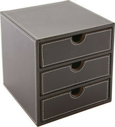 Osco Leather Desktop Drawer 3 Number of Spit 7.5x7.5x8.5cm Brown