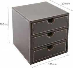 Osco Leather Desktop Drawer 3 Number of Spit 7.5x7.5x8.5cm Brown