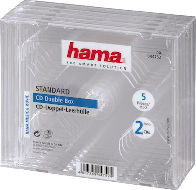 HAMA CD-Box für 2 Disks in Transparenter Farbe 5Stück