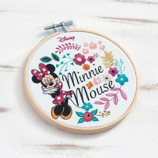 Christening Favor with Decoration Canvas Minnie Bloom made of Wood