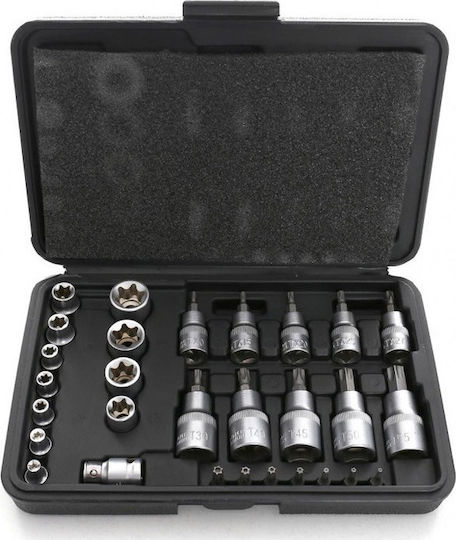 Kraft & Dele Set Torx și biți Căpăcei Torx cu Patrat de Prindere 1/4", 1/2" Set 30buc