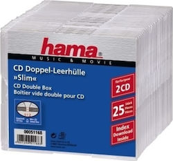 HAMA CD-Box Slim für 2 Disks in Transparenter Farbe 25Stück