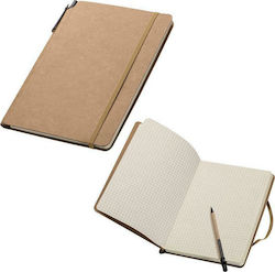 Next Notebook 80 Sheets A5 Squared with Elastic and Pen Holder Beige