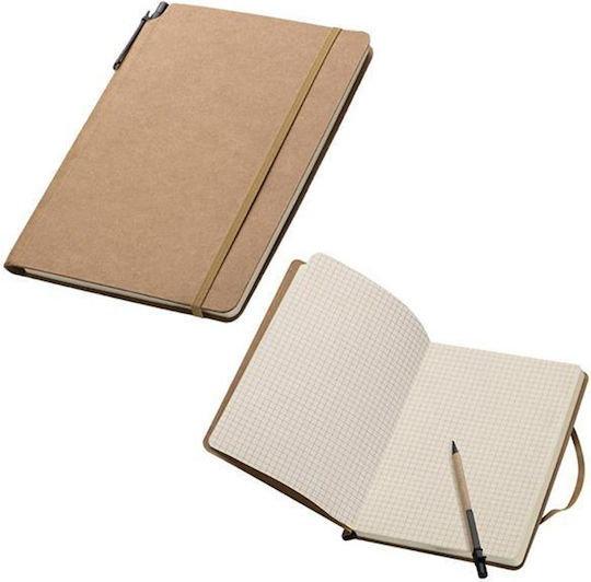 Next Notebook 80 Sheets A5 Square with Elastic and Pen Holder Beige