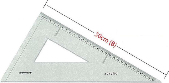 Isomars Geometric Triangle Plastic Transparent 30cm Ακρυλικό 60 Μοιρών