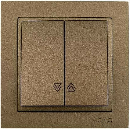 Mono Electric Despina Metallic Recessed Wall Switch Rolling Shutters Two-Way with Frame Brown