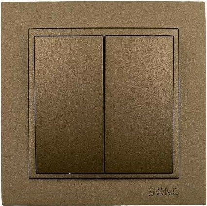 Mono Electric Despina Metallic Recessed Wall Switch Double with Frame Aller Retour Brown