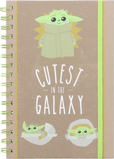 Pyramid International Wars Mandalorian Cutest In Galaxy Carnet Spiral 80 Foi A5 Cu dungi cu Elastic Multicolor