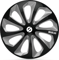 Sparco Set Capace Roți Auto Sicilia 4buc 15" Negru/Argint