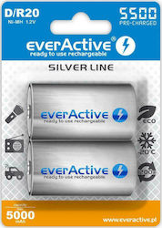 everActive Silver Line Wiederaufladbare Batterien D Ni-MH 5500mAh 1.2V 2Stück
