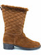 Anatomic Suede Women's Boots with Rubber & Fur Tabac Brown