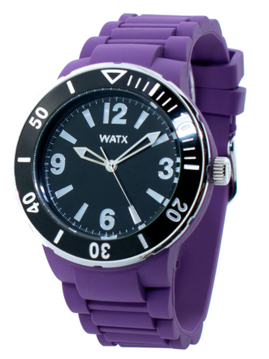 WATX & CO Γυναικείο Ρολόι 45mm Μπαταρίας με Μωβ Καουτσούκ Λουράκι