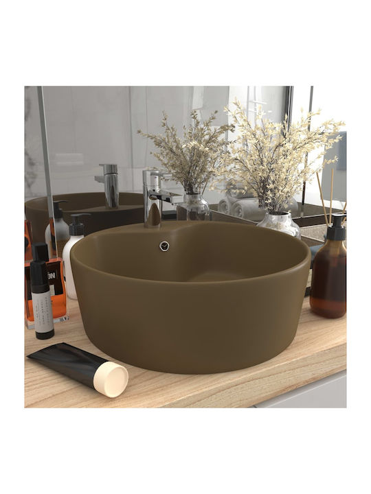 vidaXL Vessel Sink Ceramic 36x36x13cm Brown