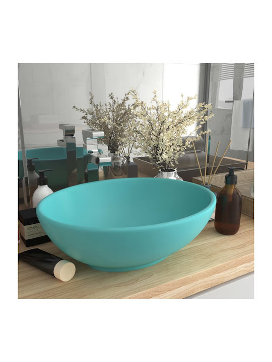 vidaXL Ceramic Vessel Sink 40x33cm Green