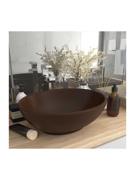 vidaXL Vessel Sink Ceramic 40x33x13.5cm Brown