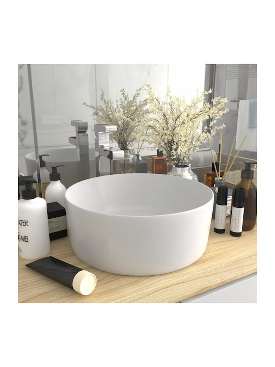 vidaXL Ceramic Vessel Sink 40x40cm White