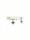 Senza Child Safety Pin Gold Safety Pin with Gold Cross