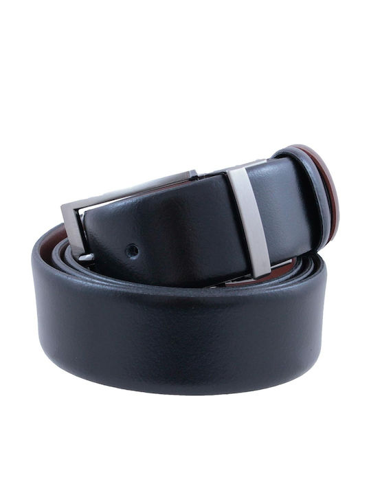 Ανδρική Ζώνη Δερμάτινη Διπλής Όψης Black / Light Brown