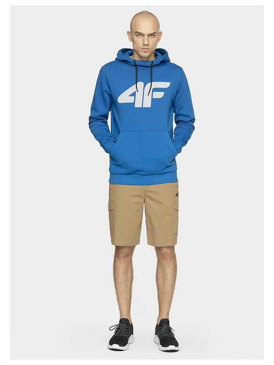 4F Men's Sweatshirt with Hood and Pockets Blue NOSH4-BLM002-36S