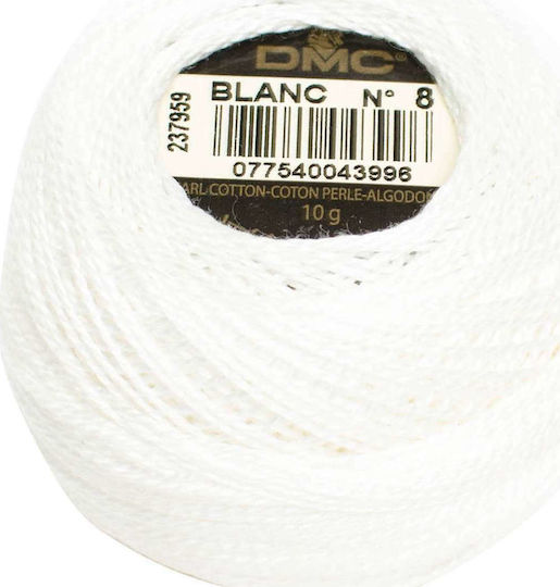 DMC Thread Embroidery Cotton Perle No8 Cotton WHITE (White) 87m