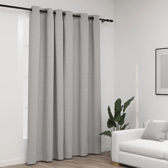 vidaXL Κουρτίνα Συσκότισης με Τρουκς Γκρί 290x245εκ.