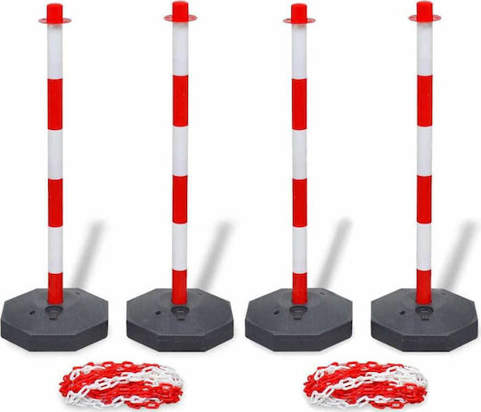 vidaXL Plastic Traffic Columns Multicolour 10 Meters Chain H90cm 4pcs