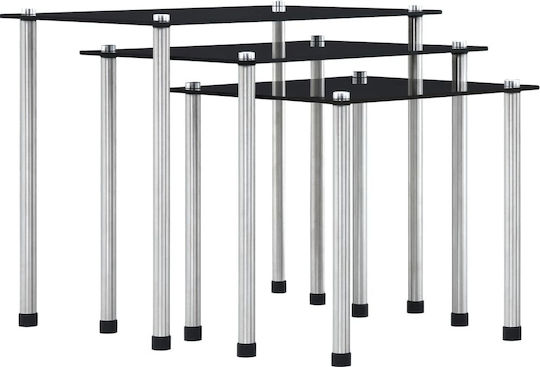 Rechteckiges Zigon Glas Schwarzes 3 Stück M45.5xL29.5xH37cm