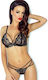 Demoniq Louise Mesh Bra Sexy Σετ Εσωρούχων με Δαντέλα Μαύρο